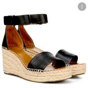 FRANCO SARTO ⭐️Espadrille Wedge Sandal Color:  Black-Material: Leather ⭐️Size:10